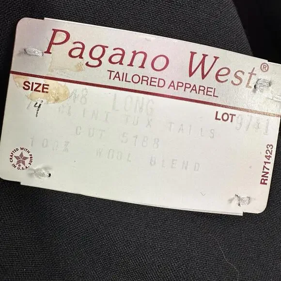 VTG Pagano West Blazer Men 48 L Black Tuxedo Tails Bolero Cropped Smiles NWT USA - Picture 2 of 9
